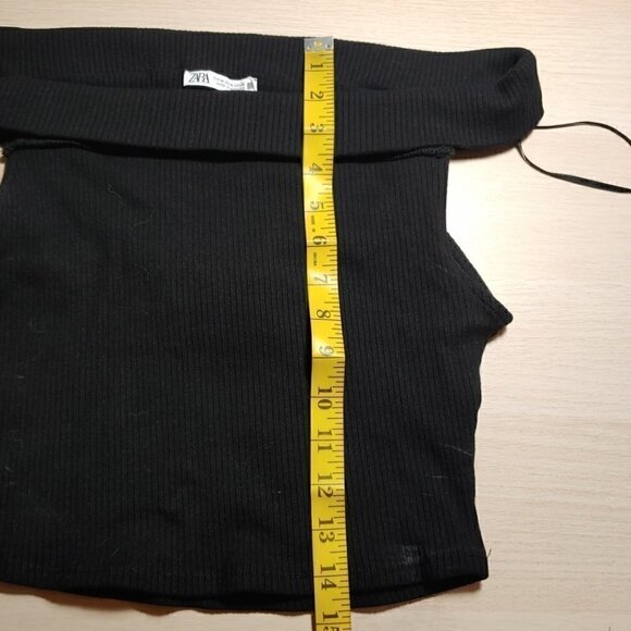 NWT ZARA Black off-shoulder ribbed crop top - Picture 7 of 9